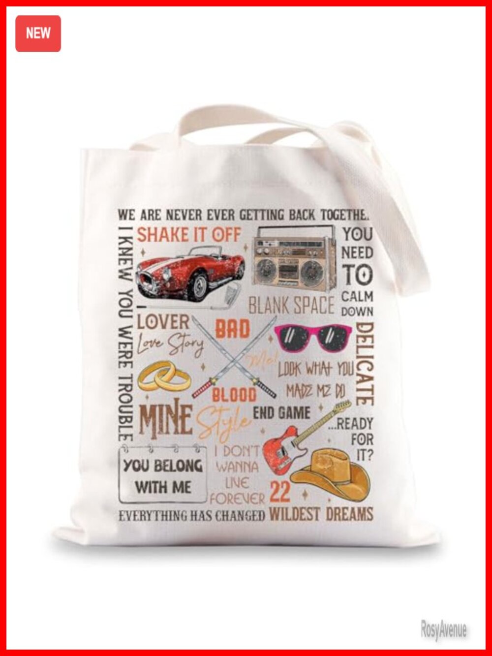 Canvas Tote Bag Singer Album Song Lyrics Shoulder Bag Concert Merch Gift